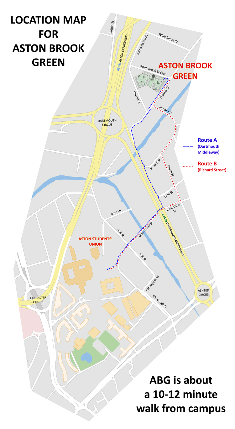 Map of recommended routes to campus