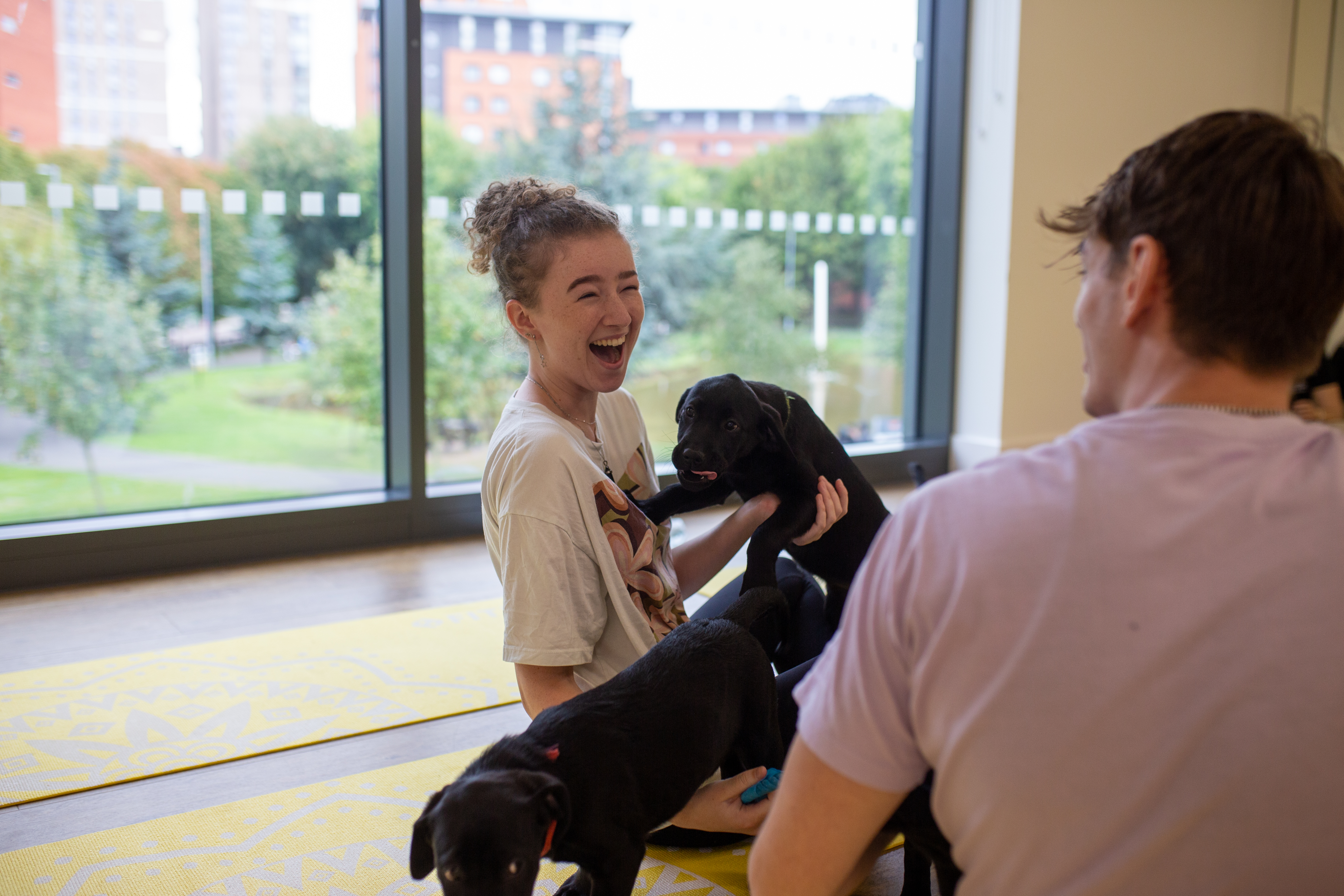 Students taking part in a wellbeing activity
